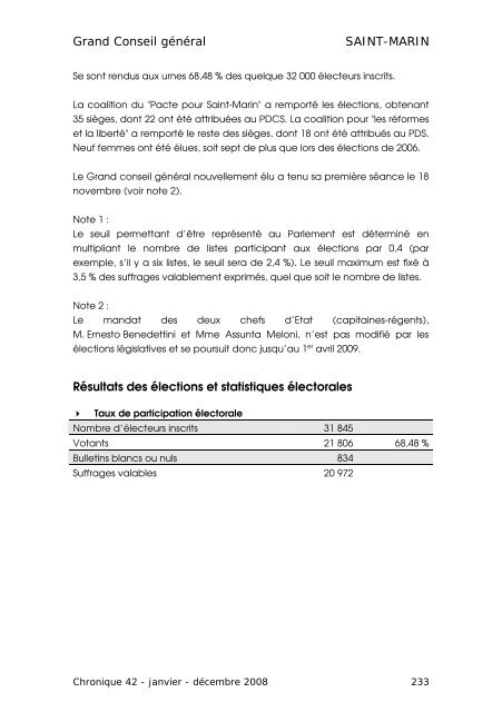 CHRONIQUE DES ÃLECTIONS PARLEMENTAIRES