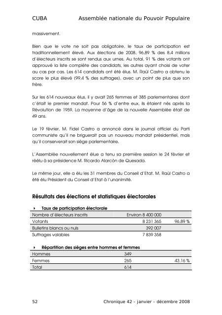 CHRONIQUE DES ÃLECTIONS PARLEMENTAIRES