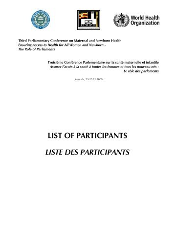 Liste des participants - Inter-Parliamentary Union