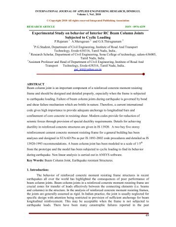 Experimental Study on behavior of Interior RC Beam Column Joints ...