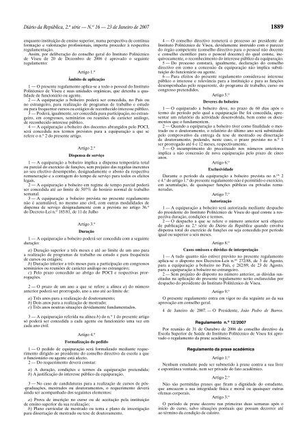 No 16 â 23 de Janeiro de 2007 - DiÃ¡rio da RepÃºblica ElectrÃ³nico