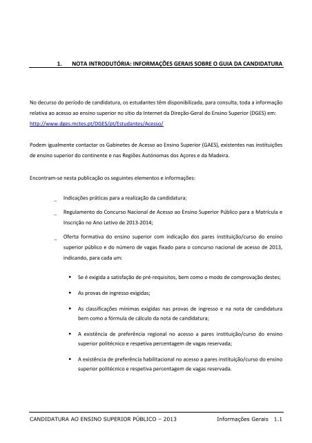 Guia da Candidatura ao Ensino Superior PÃºblico 2012 - Instituto ...