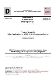 Progress Report for Killer Applications on APEC IPv6 Infrastructure ...