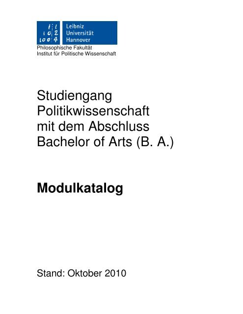 Studiengang Politikwissenschaft mit dem Abschluss Bachelor of Arts ...