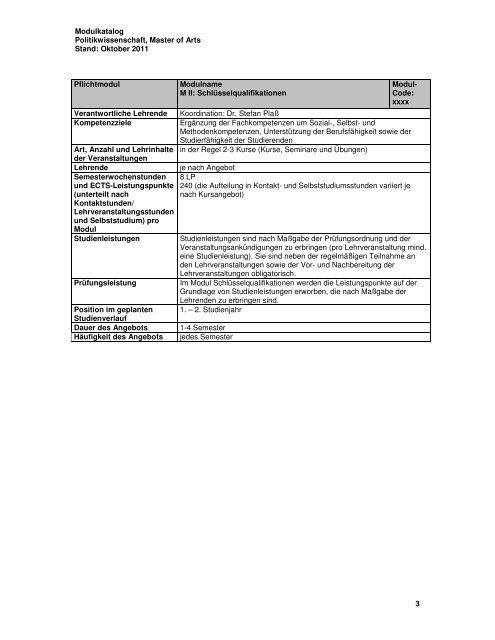 Politikwissenschaft, Master - Institut fÃ¼r Politische Wissenschaft