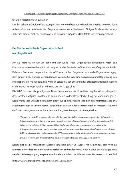 Institut für Politische Wissenschaft Arbeitsbereich Internationale ...