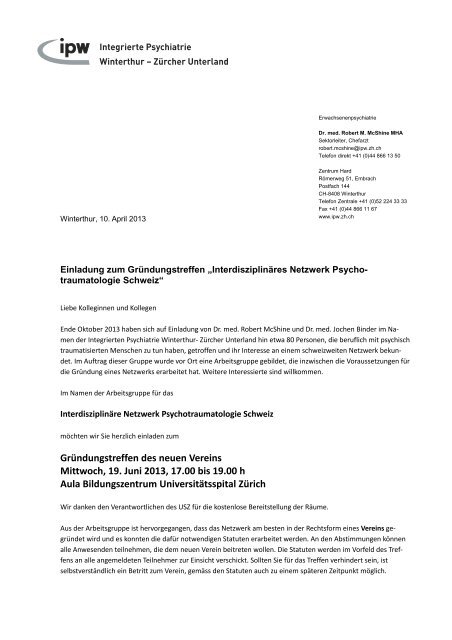 GrÃ¼ndungstreffen des neuen Vereins Mittwoch, 19. Juni 2013, 17.00 ...