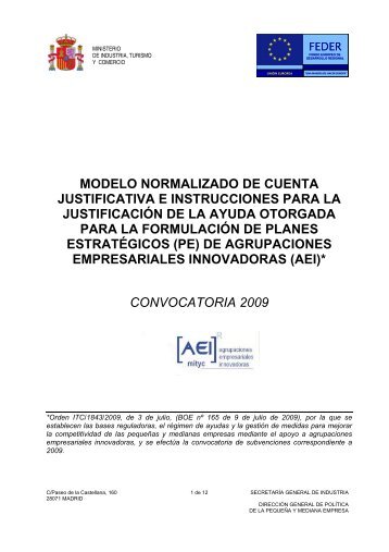 Modelo de cuenta justificativa PDF - Ministerio de Industria, EnergÃ­a ...