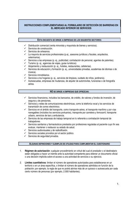 INSTRUCCIONES COMPLEMENTARIAS AL FORMULARIO DE ...