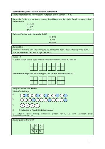 Konkrete Beispiele aus dem Bereich Mathematik Suche ... - IQ-XXL