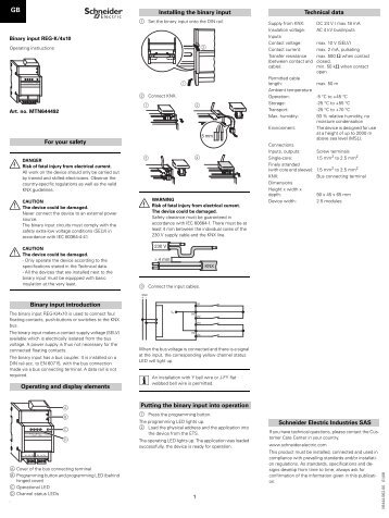 For your safety Binary input introduction Operating and ... - IQmarket