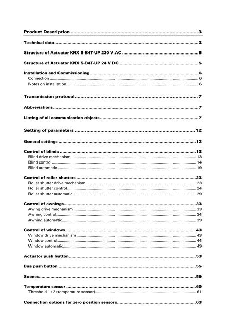 Structure of Actuator KNX S-B4T-UP 230 V AC - IQmarket