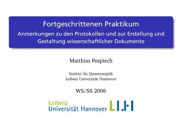 Präsentation von Matthias Pospiech - Institut für Quantenoptik ...