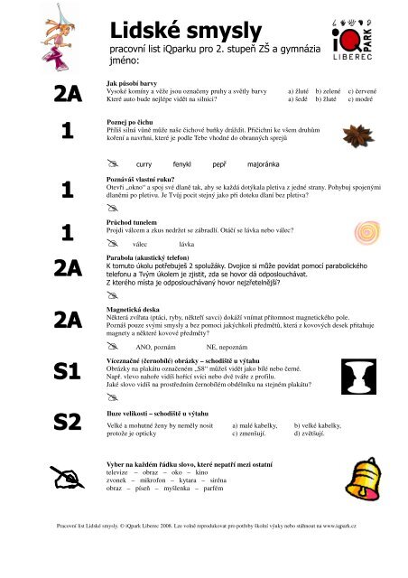 LidskÃ© smysly 2A 1 1 1 2A 2A S1 S2 - IQ Park