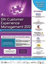 Experience - 6th Customer Experience Management 2013