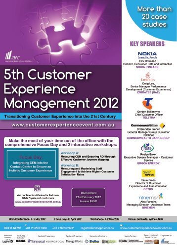 Experience - 6th Customer Experience Management 2013