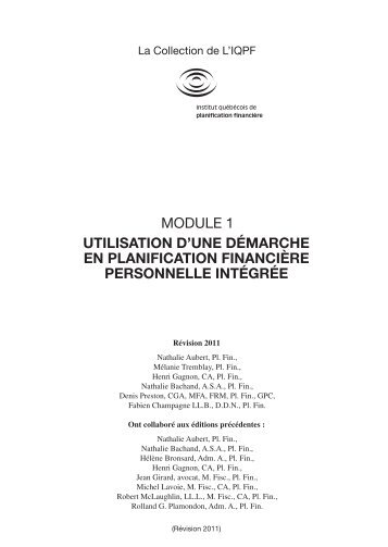 module 1 utilisation d'une dÃ©marche en planification ... - IQPF