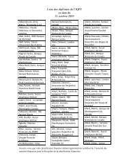Liste des diplÃ´mÃ©s de l'IQPF en date du 21 octobre 2009