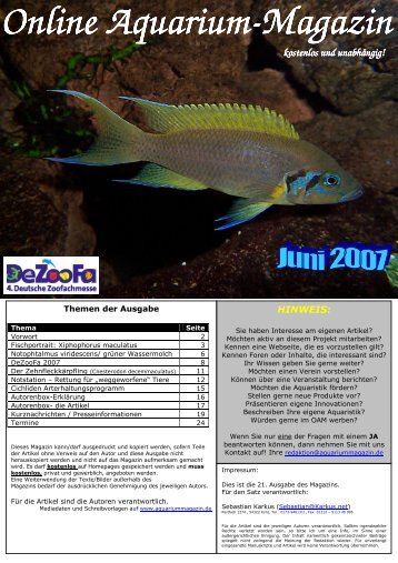 Online Aquarium Online Aquarium-Magazin kostenlos und ...