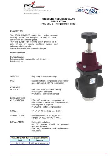 PRESSURE REDUCING VALVE PRV 25/2 S â Forged ... - IranAct.com