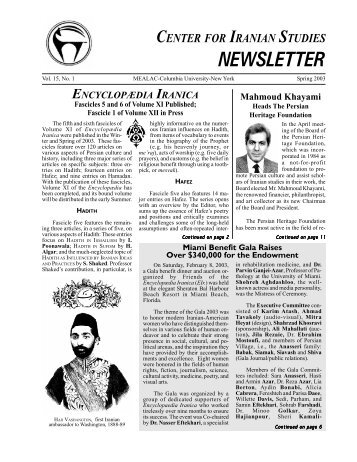 CIS Newsletter 15.1 in 6.5 - EncyclopÃ¦dia Iranica