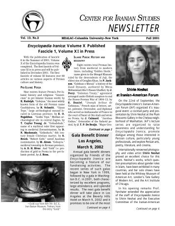 NEWSLETTER - EncyclopÃ¦dia Iranica