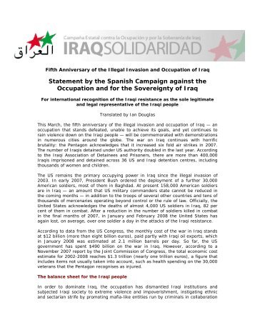 Statement by the Spanish Campaign against the ... - IraqSolidaridad