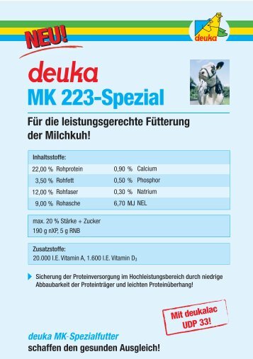 MK 223-Spezial Für die leistungsgerechte Fütterung der Milchkuh!