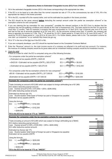 Explanatory Notes to Estimated Chargeable Income (ECI) Form - IRAS