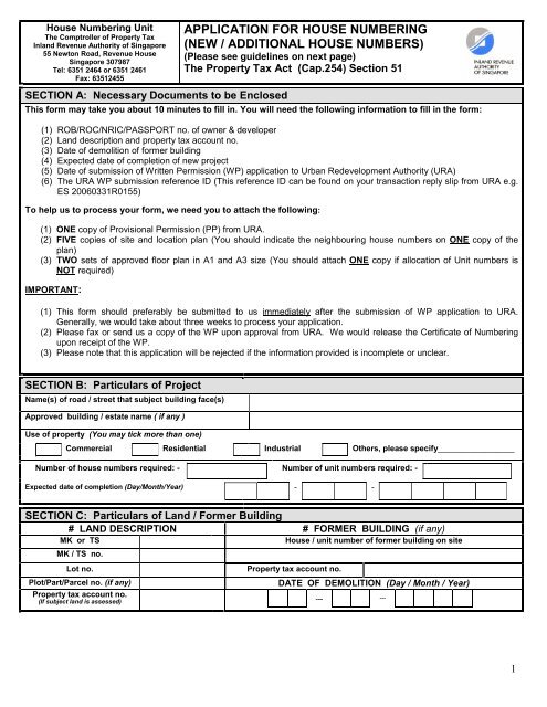 Application For House Numbering New Iras