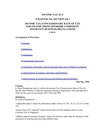 INCOME TAX ACT (CHAPTER 134, SECTION 43C) INCOME ... - IRAS