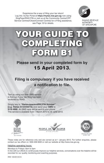 your Guide to CompletinG Form B1 - IRAS