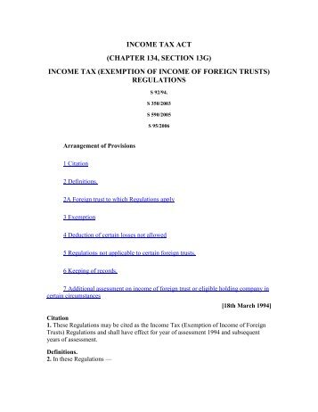 INCOME TAX ACT (CHAPTER 134, SECTION 13G) INCOME ... - IRAS