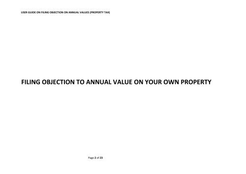 USER GUIDE ON FILING OBJECTION ON ANNUAL VALUES ... - IRAS