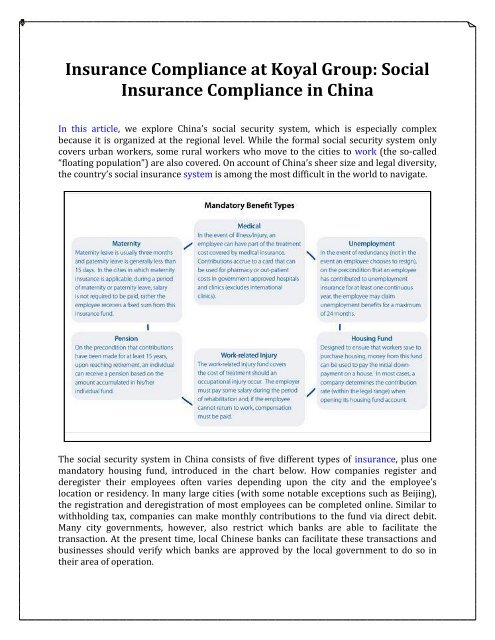 Social Insurance Compliance in China, Insurance Compliance at Koyal Group