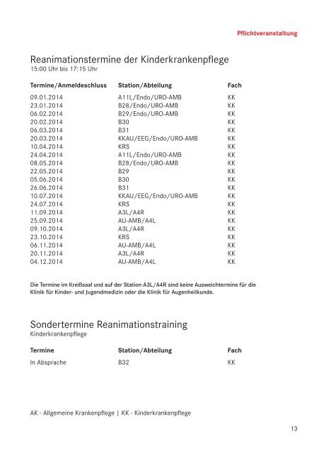 Klinikum Frankfurt Höchst: Kompetenzzentrum Fortbildungsprogramm 2014