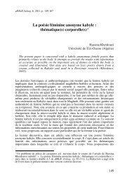 La poÃ©sie fÃ©minine anonyme kabyle : thÃ©matique(s) corporelle(s)1