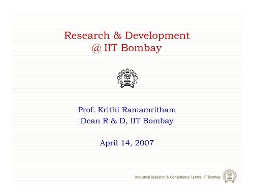 Research & Development @ IIT Bombay - IRCC