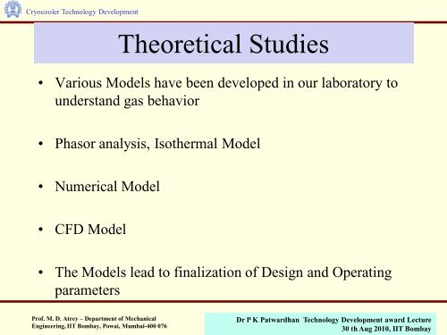 Presentation on Cryocooler Technology - IRCC