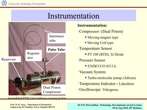 Presentation on Cryocooler Technology - IRCC