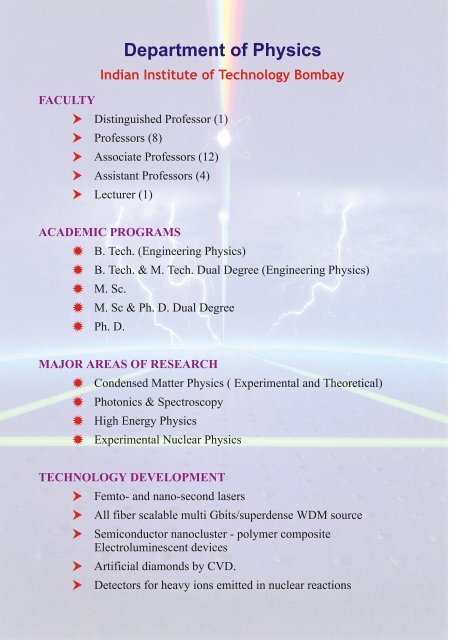 Department of Physics - IRCC - Indian Institute of Technology, Bombay