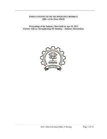 Proceedings - IRCC - Indian Institute of Technology, Bombay