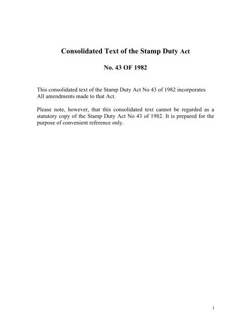 Consolidated Text of the Stamp Duty Act  sri lanka inland revenue