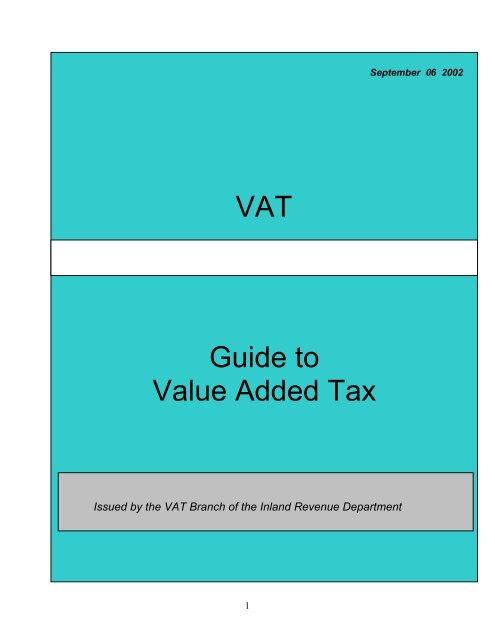 VAT Guide to Value Added Tax - sri lanka inland revenue ...