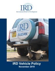 IRD Vehicle Policy - International Relief & Development