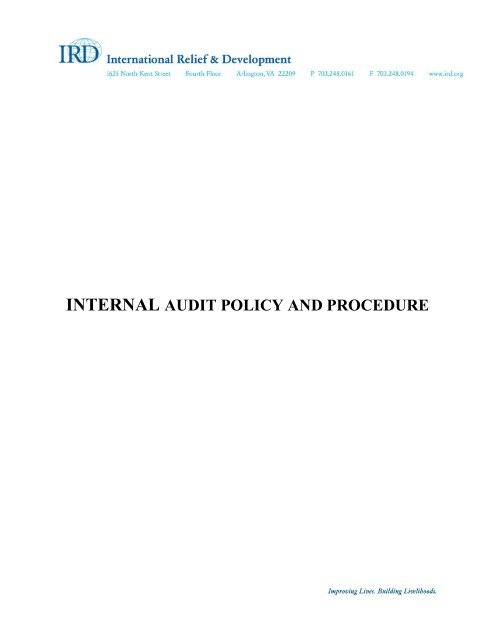 INTERNAL AUDIT POLICY AND PROCEDURE - International Relief ...