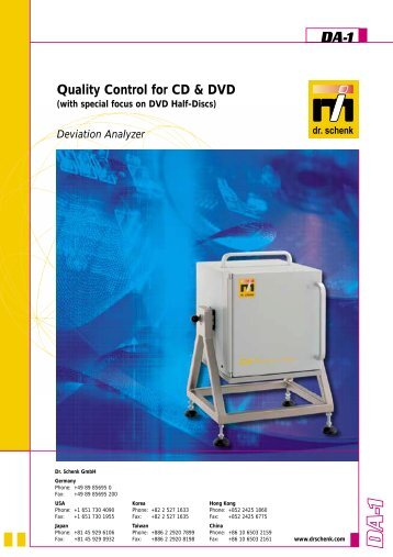 DA-1 Quality Control for CD & DVD - Dr. Schenk Inspection Systems