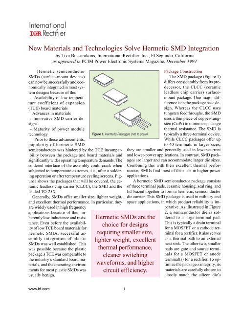 New Materials and Technologies Solve Hermetic SMD Integration