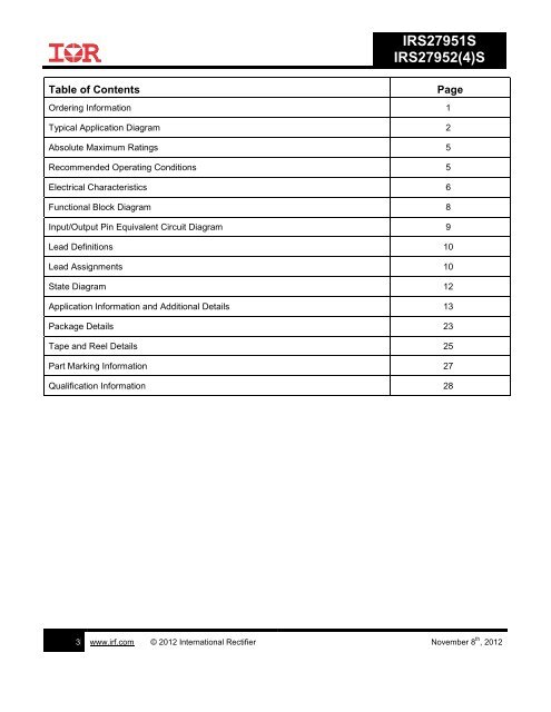IRS27951S IRS27952(4)S - International Rectifier