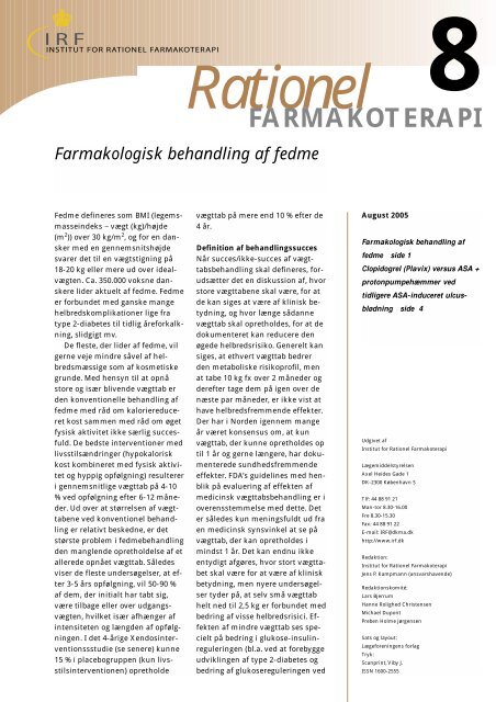 Farmakologisk behandling af fedme - Institut for Rationel ...